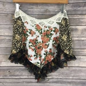 Free People Floral High Waist Ruffle Shorts